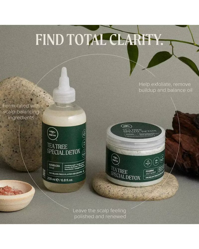 Tea Tree Detox Hair Scrub - Foaming Salt Scalp Exfoliant for All Hair Types 6.5oz