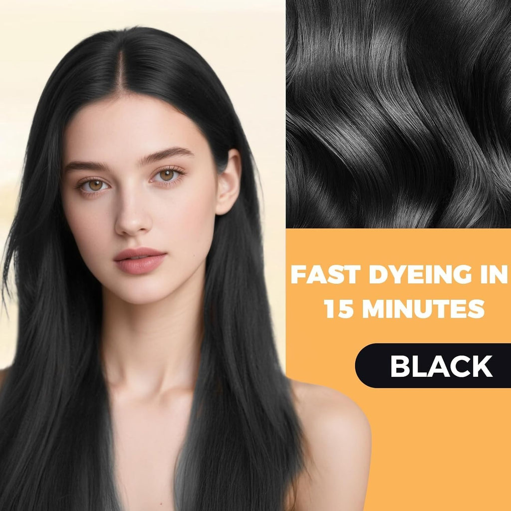 Black Hair Dye Shampoo 3-in-1 for Gray Coverage, Hair Color & Conditioner