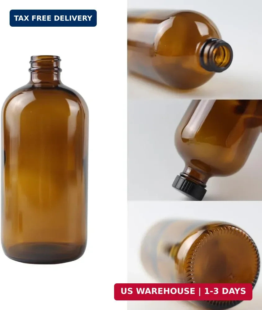 16oz Amber Glass Spray Bottles Refillable for Plants & Cleaning - 2 Pack