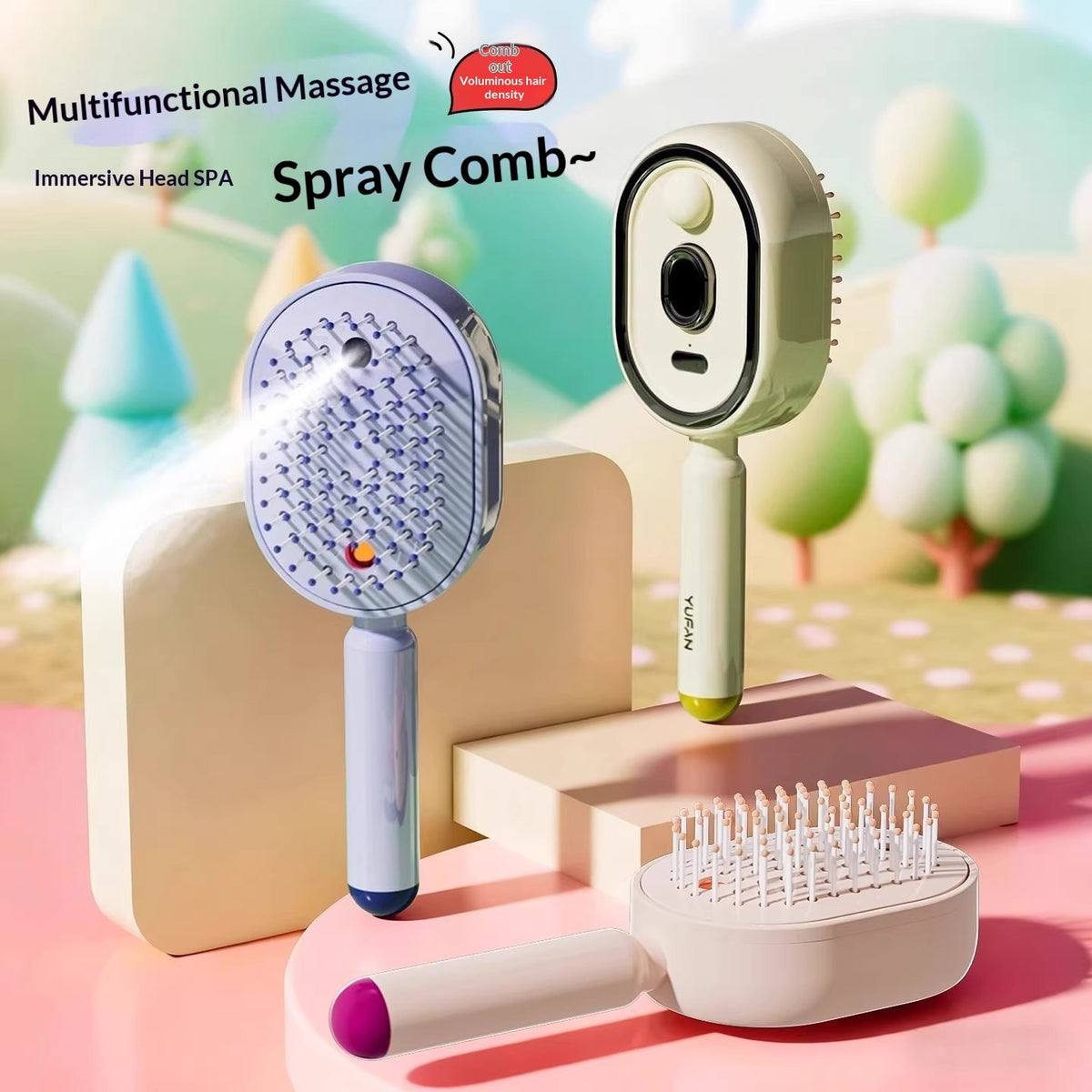 Electric Spray Airbag Massage Comb with Essential Oil Diffuser and Anti-Static Hair Brush