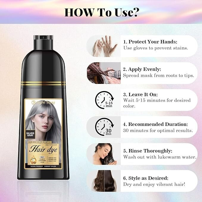 Natural Semi-Permanent Hair Dye Shampoo - Ammonia-Free, Nourishing Color