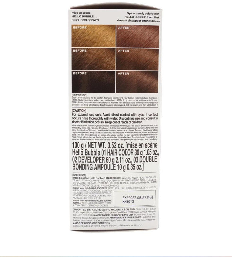 Hair Dye Kit Choco Brown #6N for Hair Coloring & Highlights