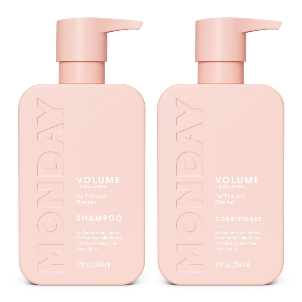 Volume Shampoo & Conditioner Set for Thin Fine Oily Hair - 12 oz, Recyclable Bottles