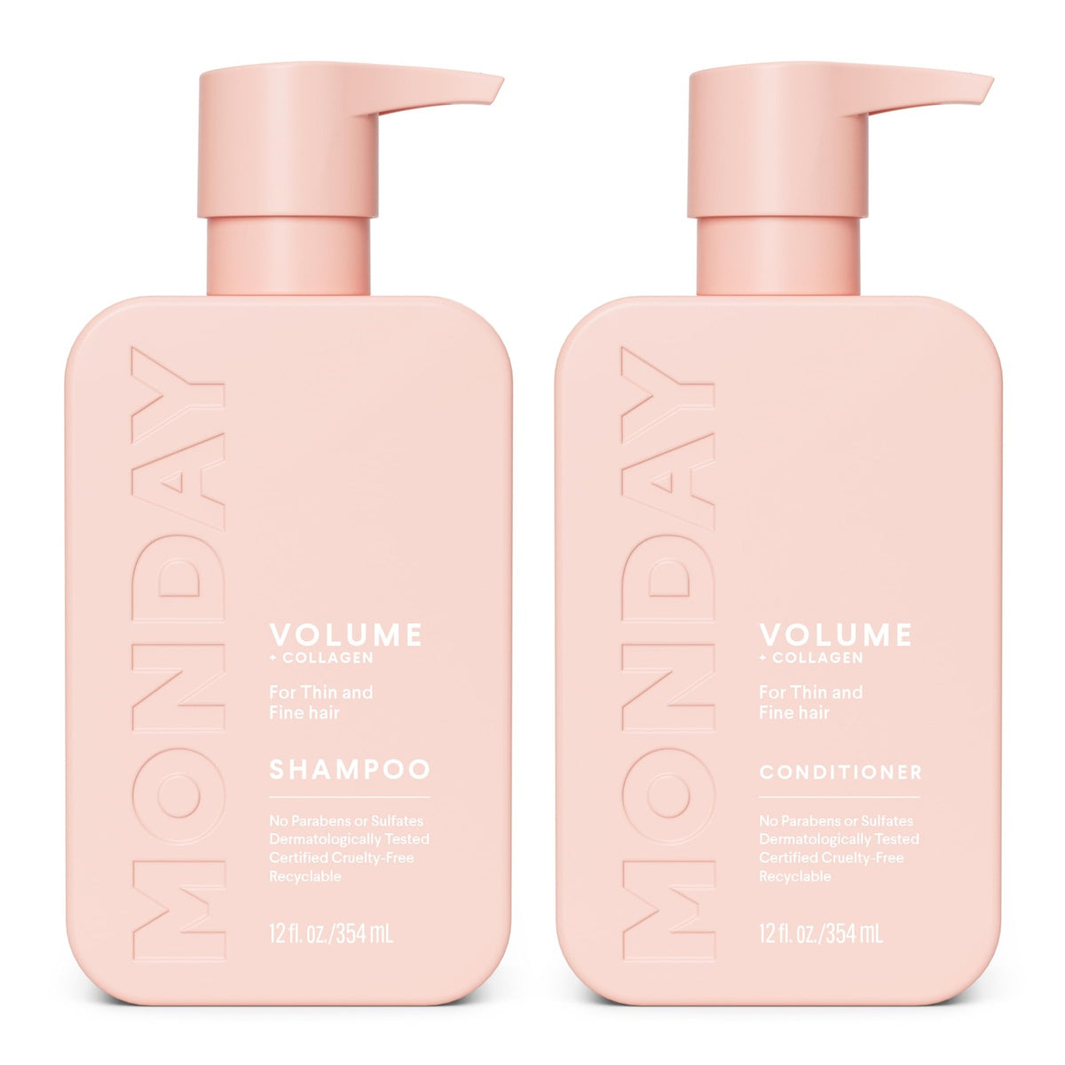 Volume Shampoo & Conditioner Set for Thin Fine Oily Hair - 12 oz, Recyclable Bottles
