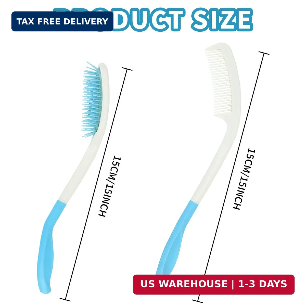 Long Reach Handled Hair Comb and Brush Set for Elderly & Disabled
