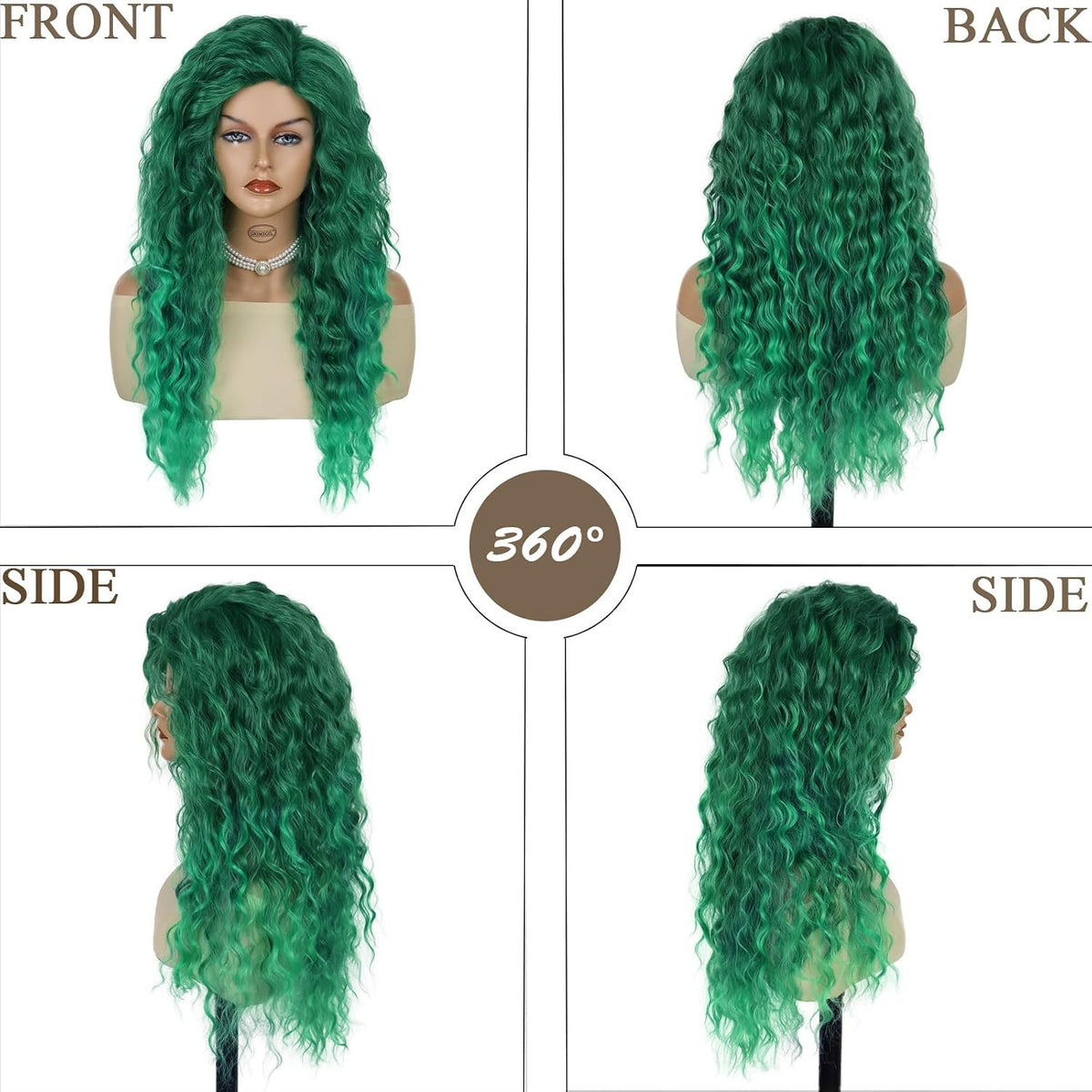 Long Curly Green Costume Wig for Women - St Patrick's Day Cosplay