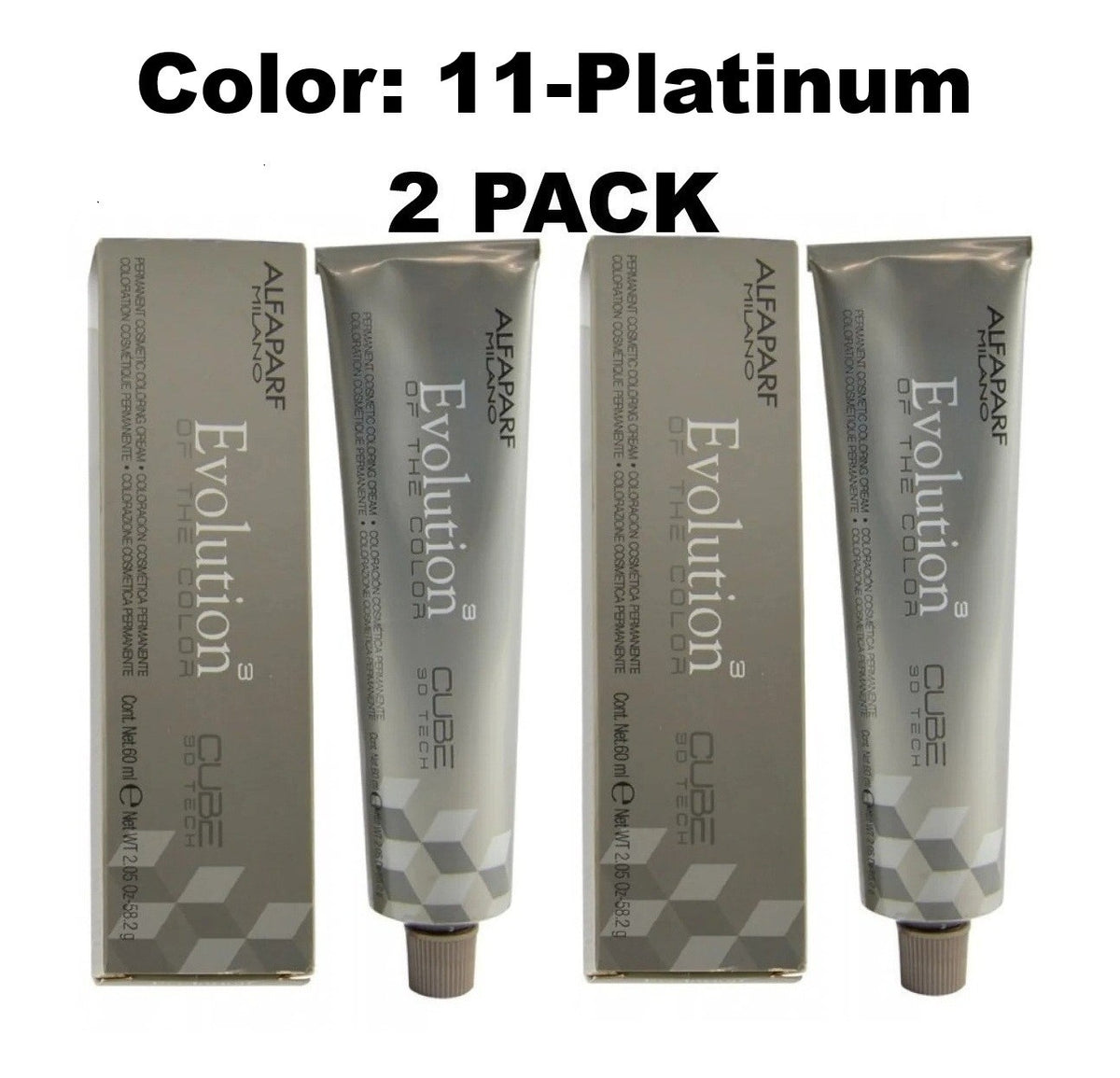 Alfaparf Evolution of the Color Permanent Hair Dye #11 Platinum - 2 Pack