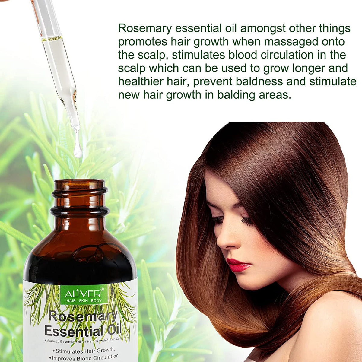 Organic Rosemary Hair Growth Oil - 2 Fl Oz Natural Hair Care Serum