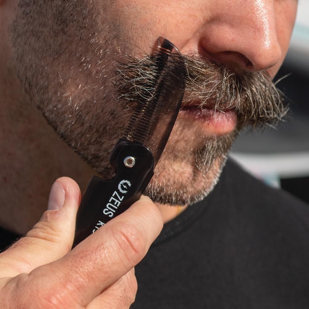 Cellulose Acetate Mustache Comb Set - Portable Grooming Essentials