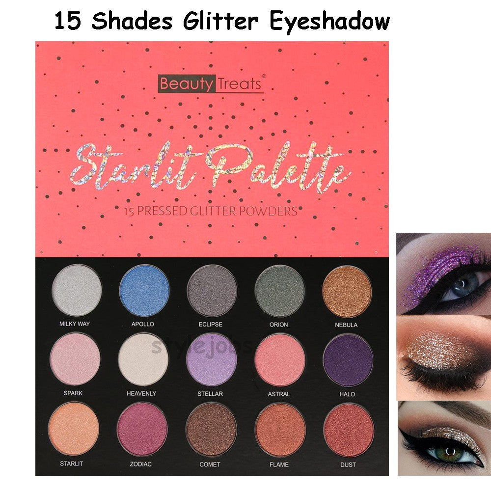 15-Color Glitter Eyeshadow Palette with Free Shipping - Beauty Makeup