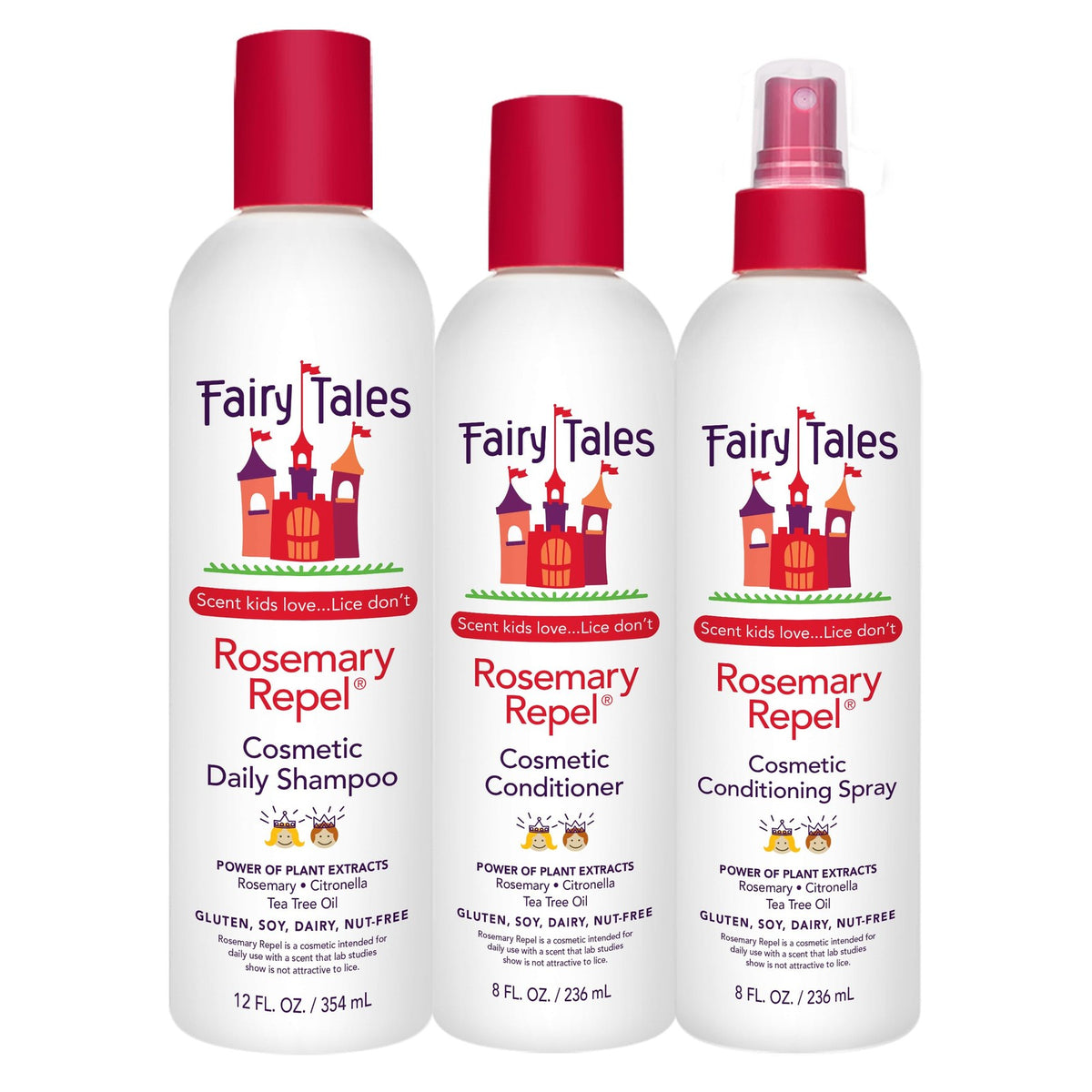 Kids Lice Prevention Shampoo Conditioner & Spray Set - Natural Repellent Trio
