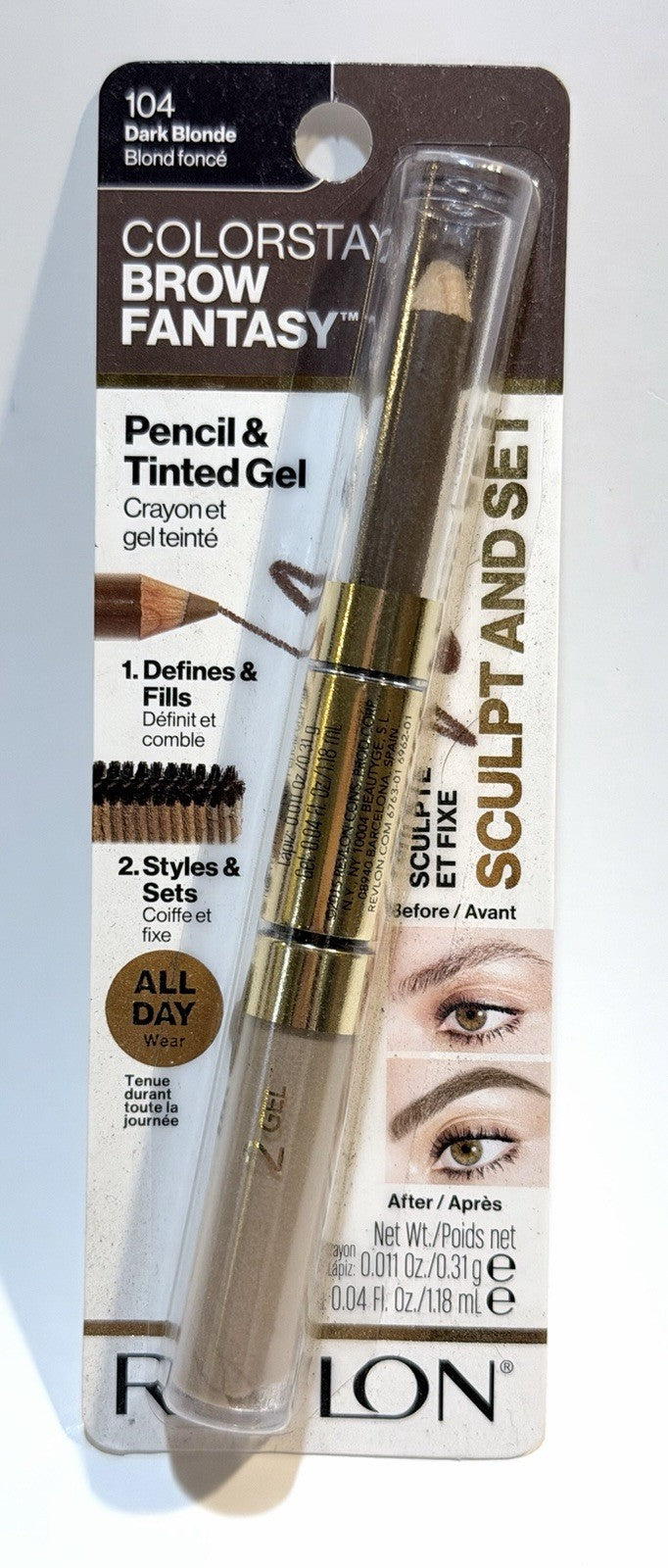 Revlon ColorStay Brow Pencil & Tinted Gel Duo - Dark Blonde, 2 Pack