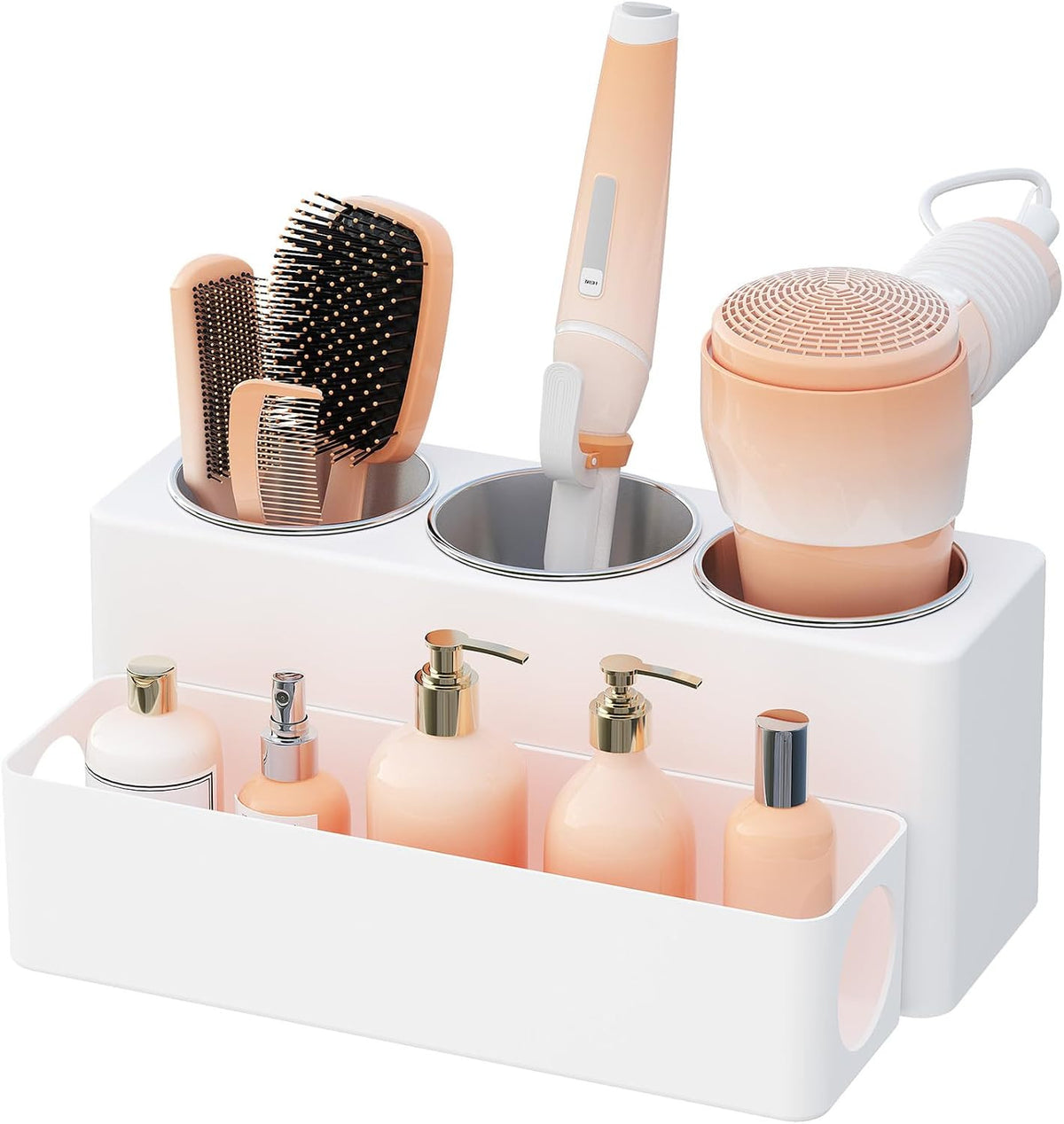 Hair Tool Organizer with 3 Heat-Resistant Cups and Cord Management