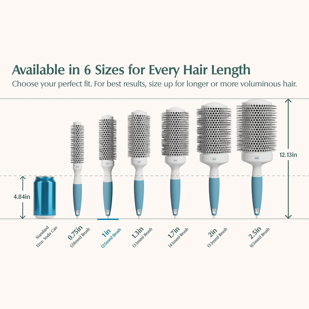 Detangling Ceramic Round Hair Brush for Shine & Volume - Ionic Bristles