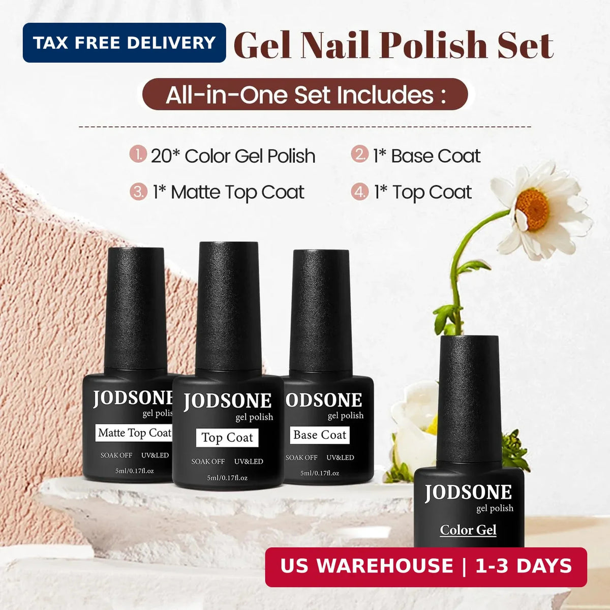 23-Piece Gel Nail Polish Set with Base, Glossy & Matte Top Coat
