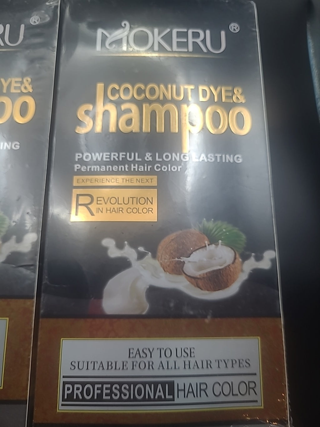 Natural Black Coconut Hair Dye Shampoo Set - 2 Pack, 500ml Each