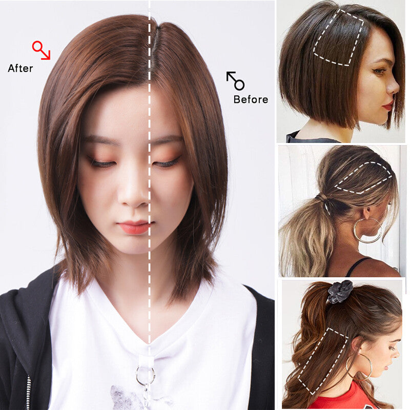 Clip In Short Hairpiece Human Hair Extensions Thick Pad Hair Topper