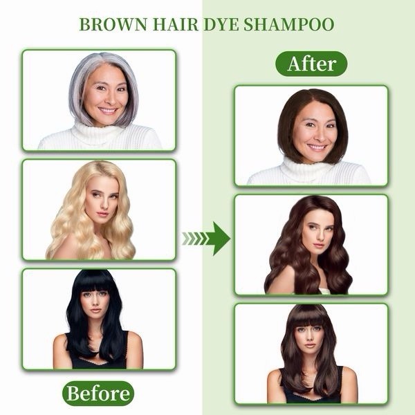 Herbal 3-in-1 Hair Dye Shampoo for Gray Hair Coverage, Nourishing & Easy to Use