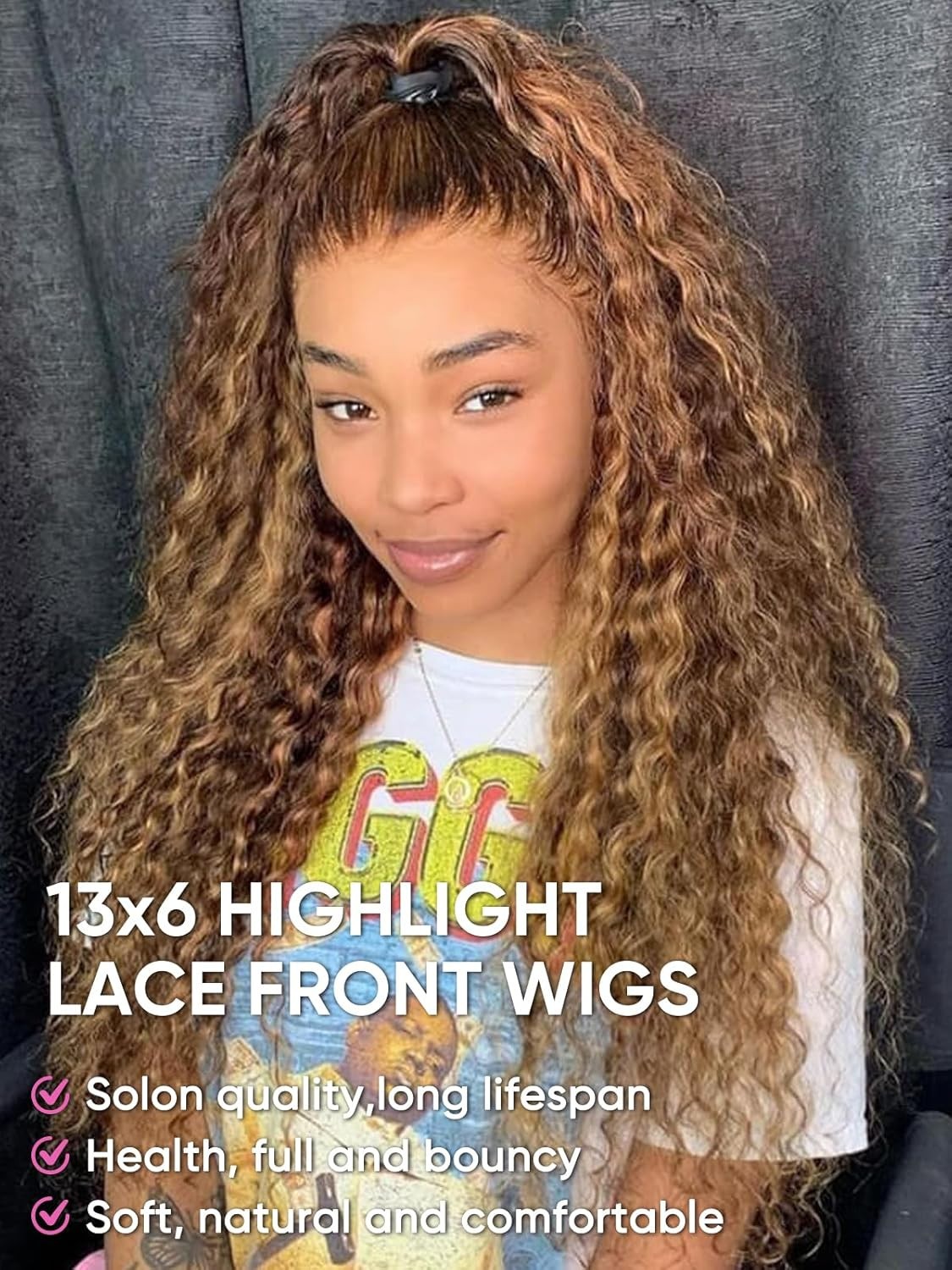 Brazilian Virgin Water Wave Lace Wigs 200% Density Ombre 1B/30 Seamless Hairpiece
