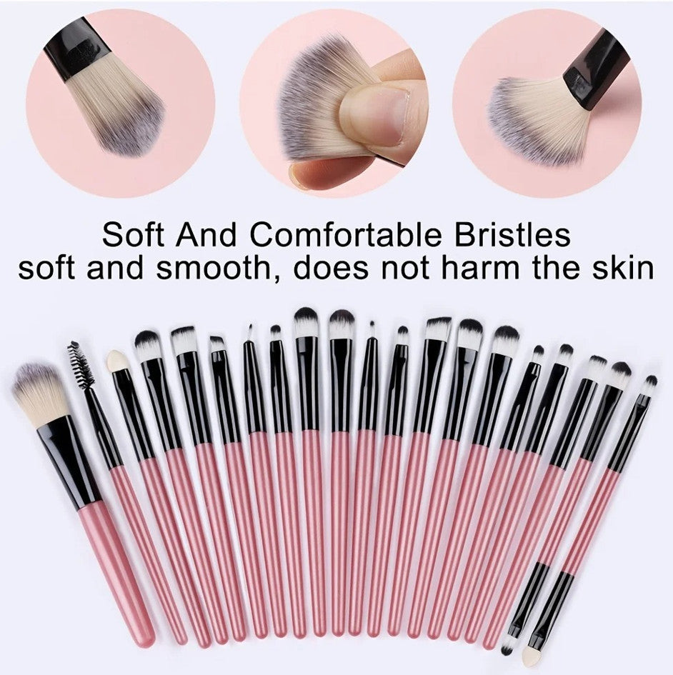 20-Piece Makeup Brush Set for Eyeshadow, Foundation, Powder & Blending