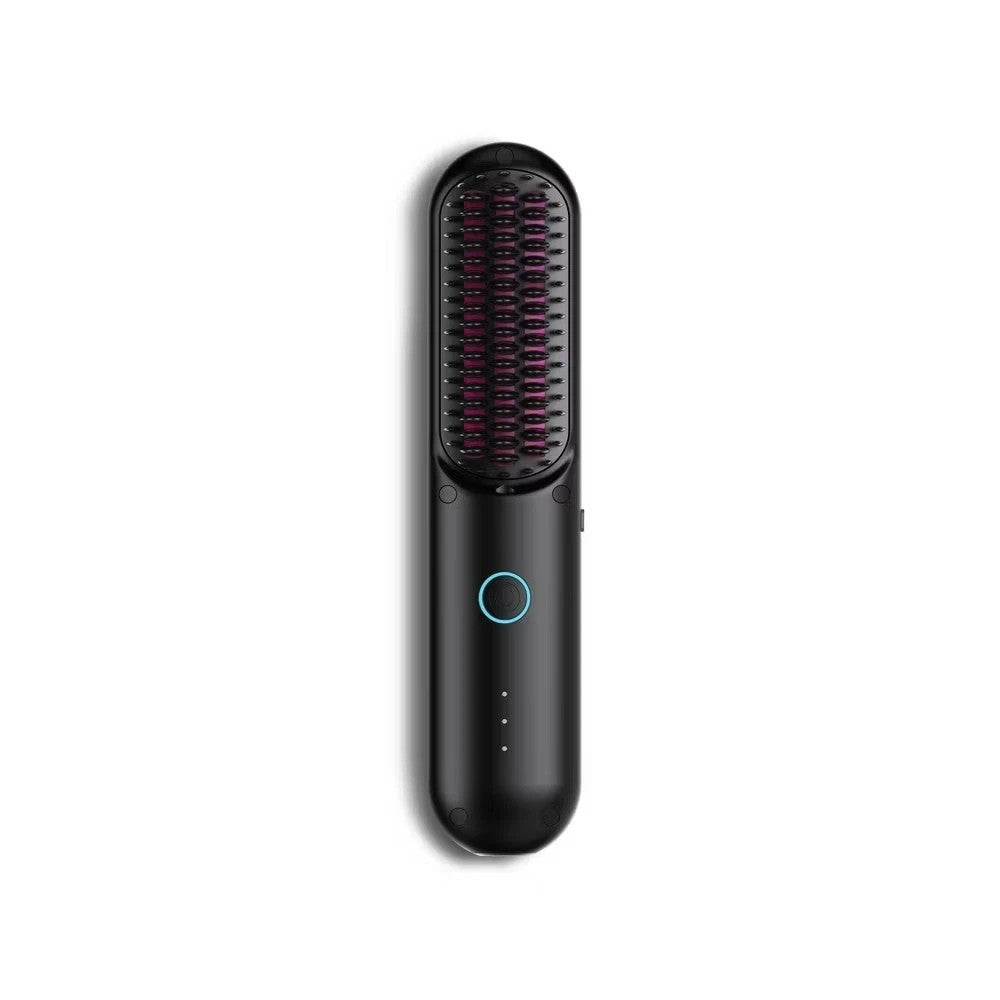 Wireless Hair Straightening Brush - Portable Heated Styling Tool for Hair - Black