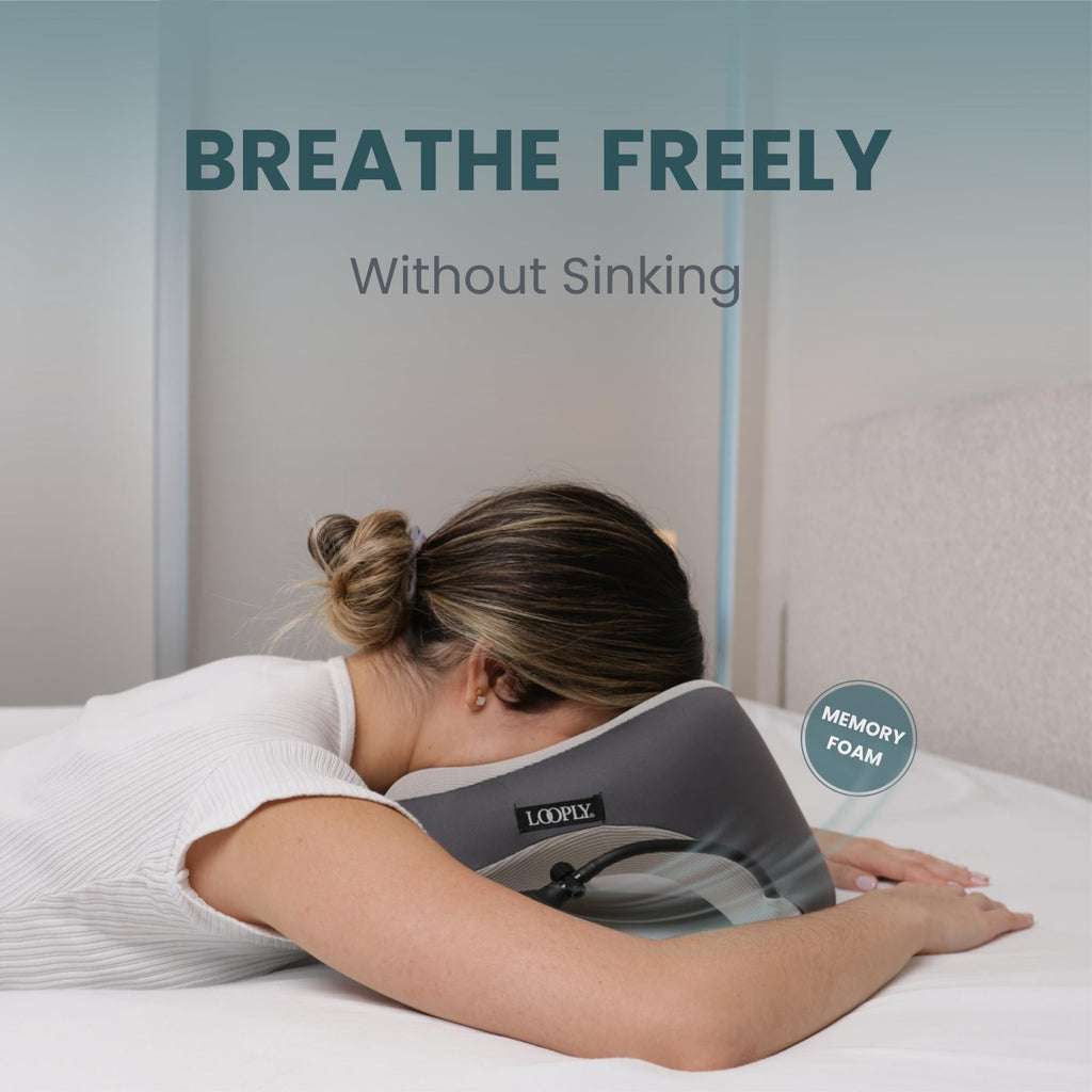 Massage Face Down Pillow with Adjustable Height and Breathable Face Pads - Support Cradle for Bed, Travel & Massage