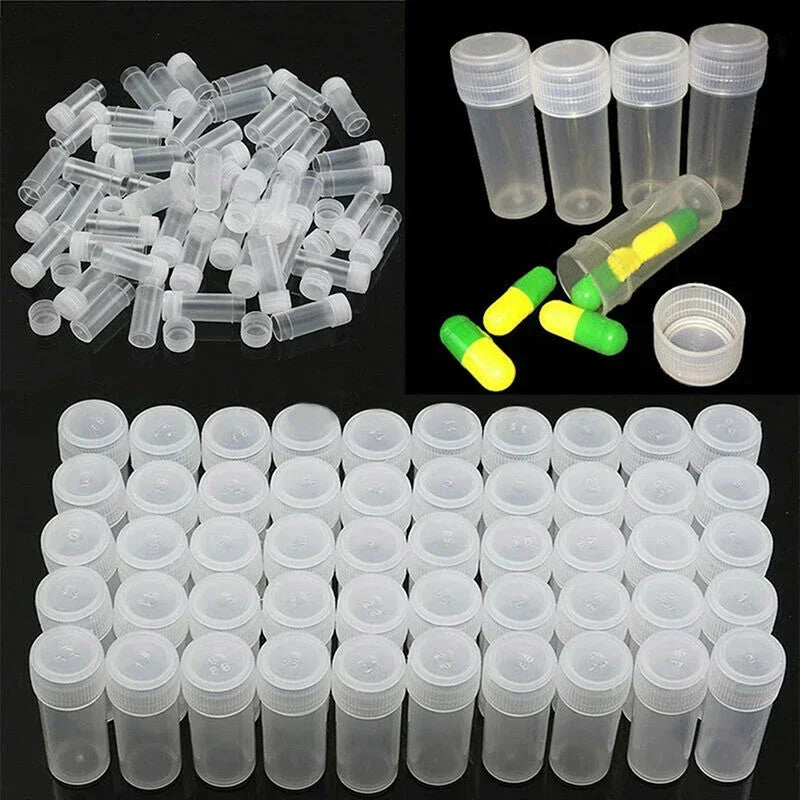 5ml Plastic Sample Jars - Small Storage Vials for Pills, Liquids & Powders