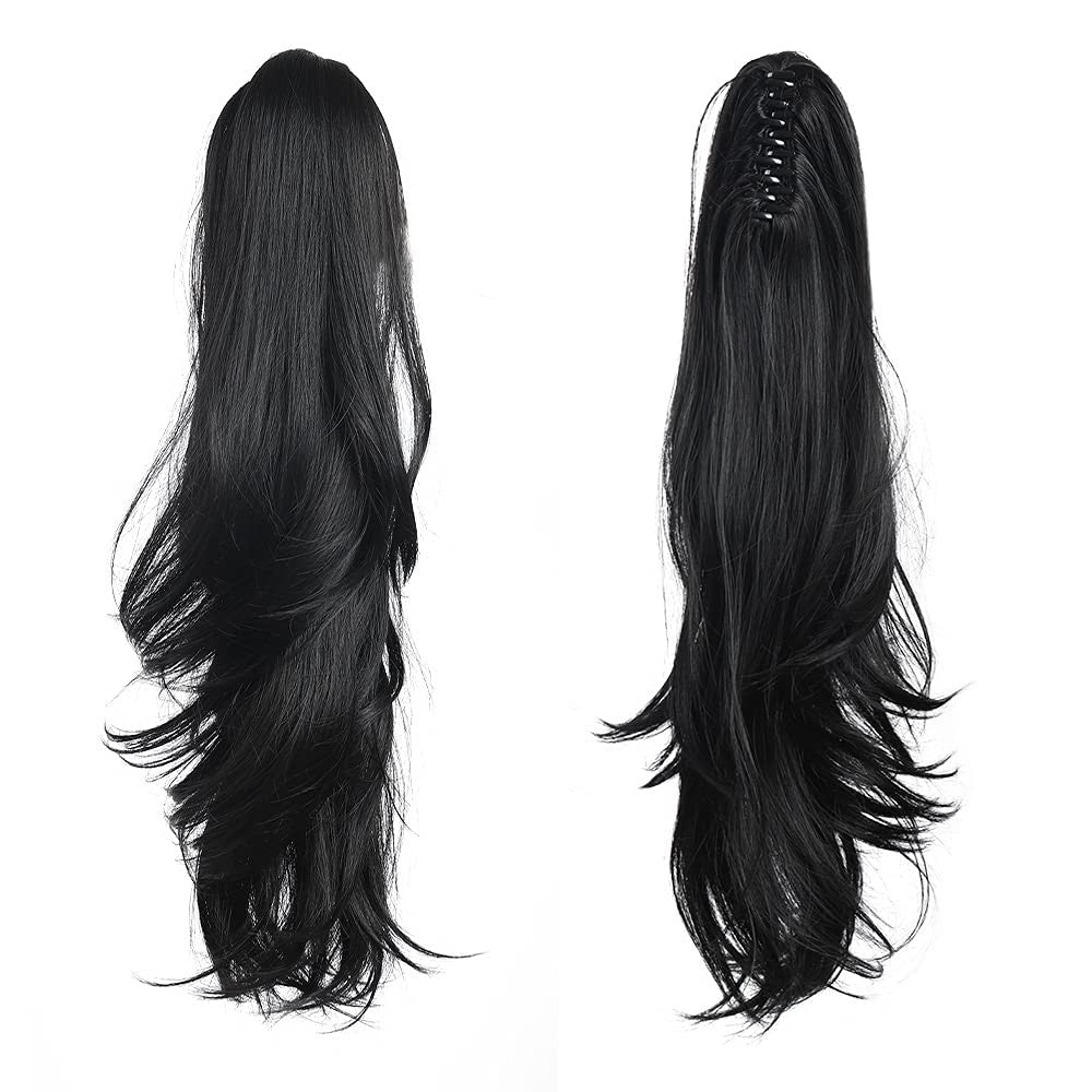 Black Ponytail Extension 22 Inch Clip-In Hairpiece for Easy Styling