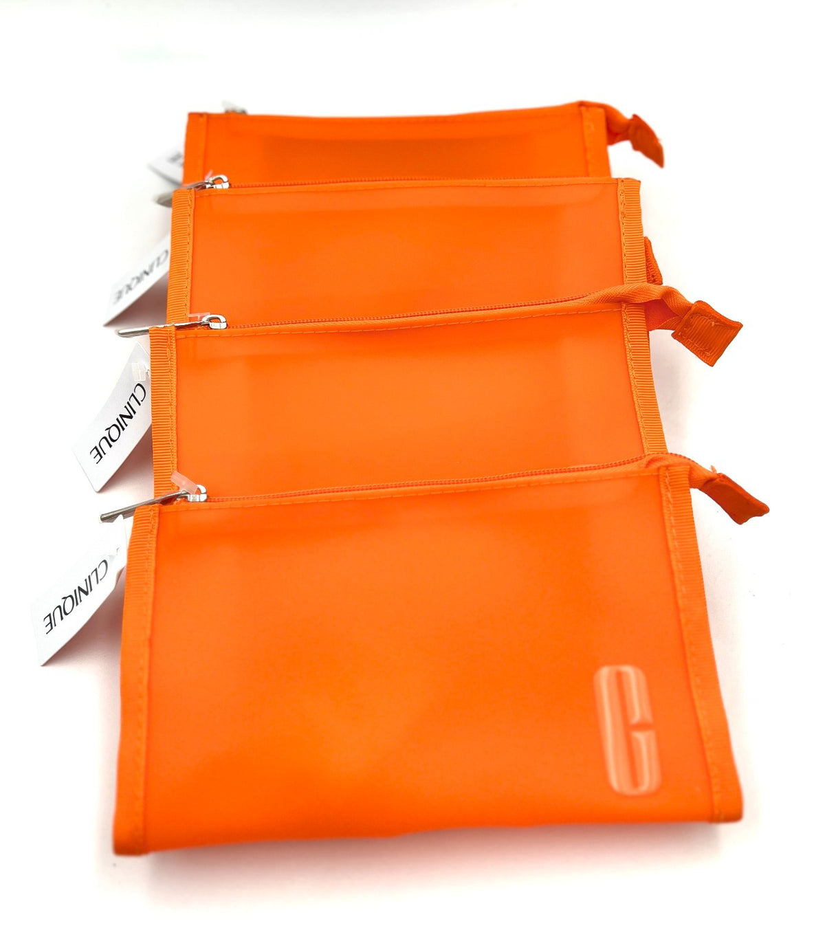 Set of 4 Waterproof Cosmetic Makeup Bags - Neon Orange