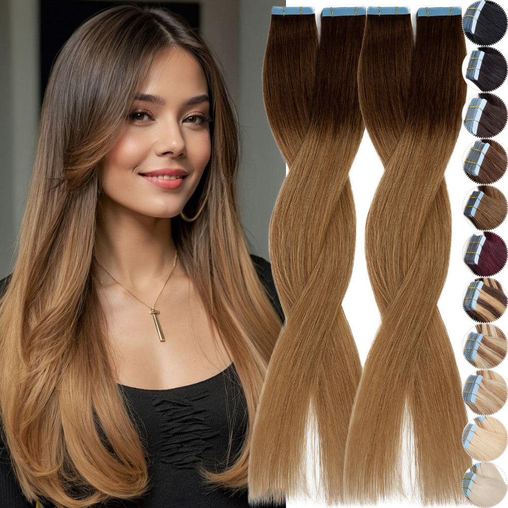 Tape In Hair Extensions Full Head Remy Human Hair Ombre Skin Weft