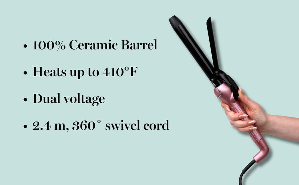 Salon-Quality Ionic Curling Iron for Frizz-Free Shine - Rose Gold, 1.5 lb