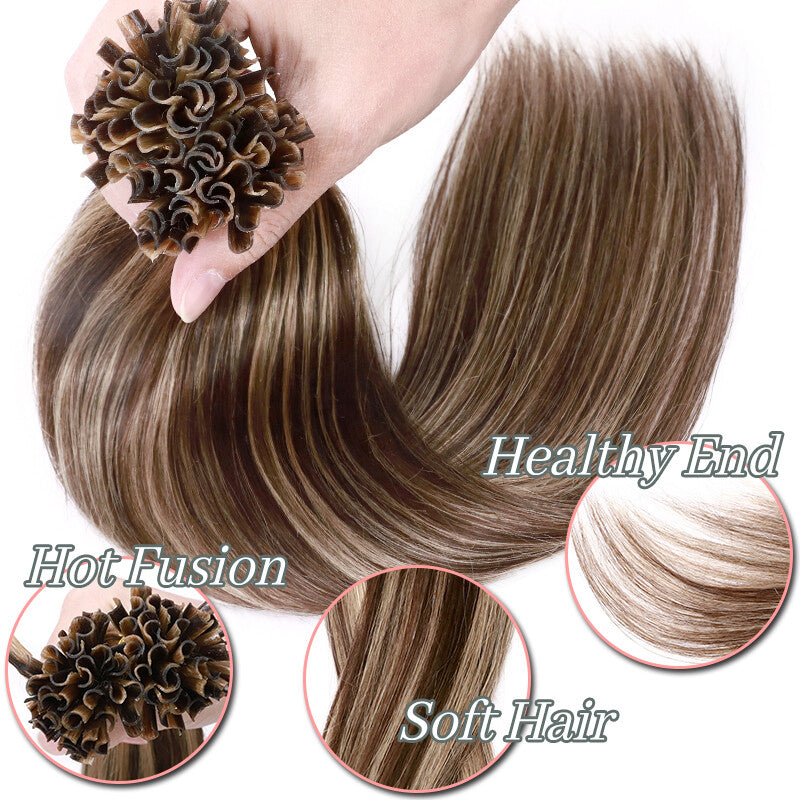 Flat U Tip Hair Extensions Full Head 150G Remy Human Hair - Multiple Colors & Lengths