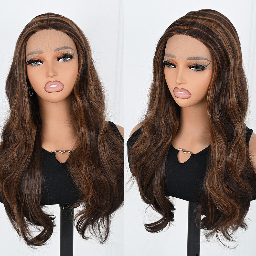 Glueless Lace Front Wigs for Women Long Body Wave Ombre Color Pre Plucked Synthetic Hair