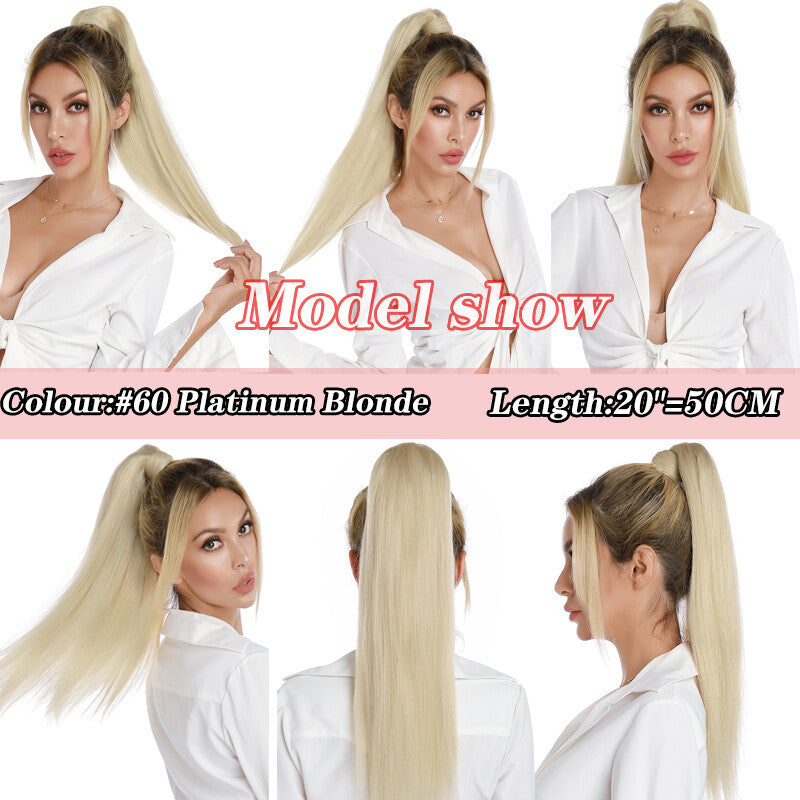 100% Human Hair Ponytail Extensions Clip-In Wrap Around Hairpiece