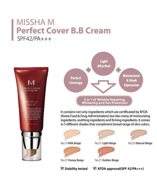 Multi-Function BB Cream with SPF 42 - Skin Cover, Whitening & Anti-Aging - 50ml