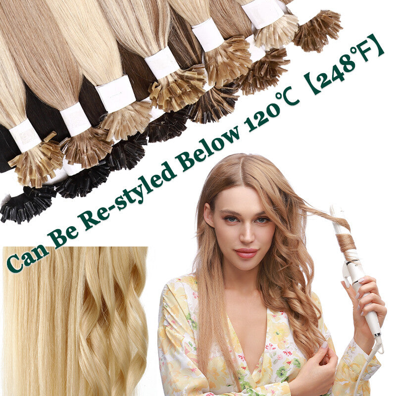 Keratin U Tip Hair Extensions - Real Human Hair, Multiple Colors & Lengths