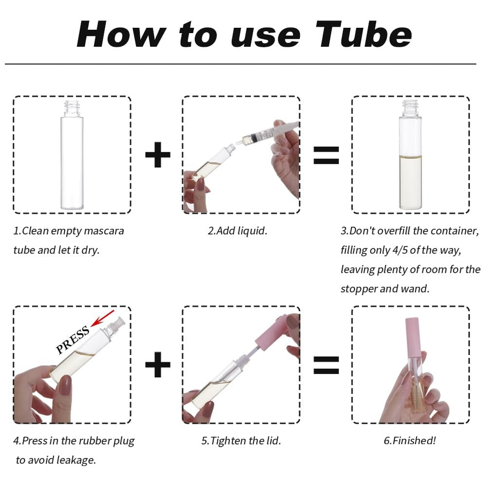 3-Pack Refillable Cosmetic Tubes with Wand - 10ml Travel Lip Gloss & Mascara Containers