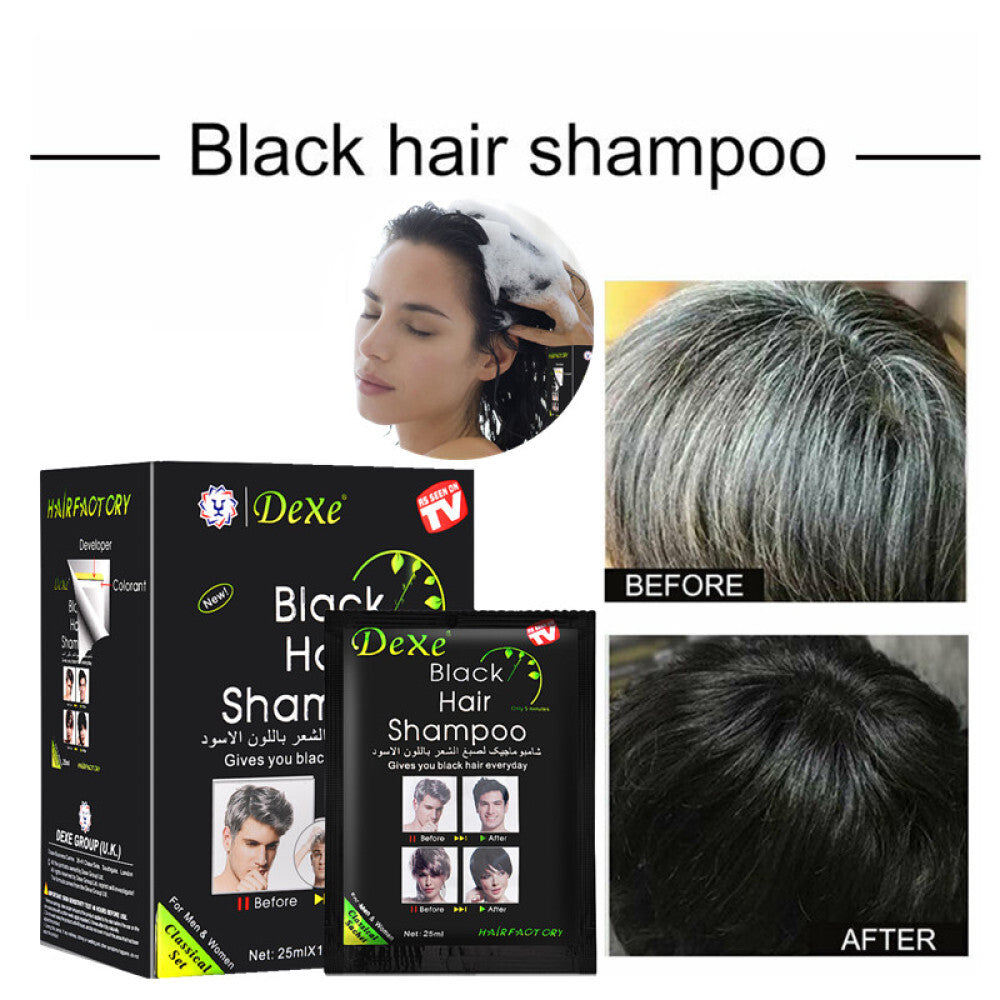 10-50X Instant Black Hair Colour Shampoo - Easy 5-Minute Hair Dye