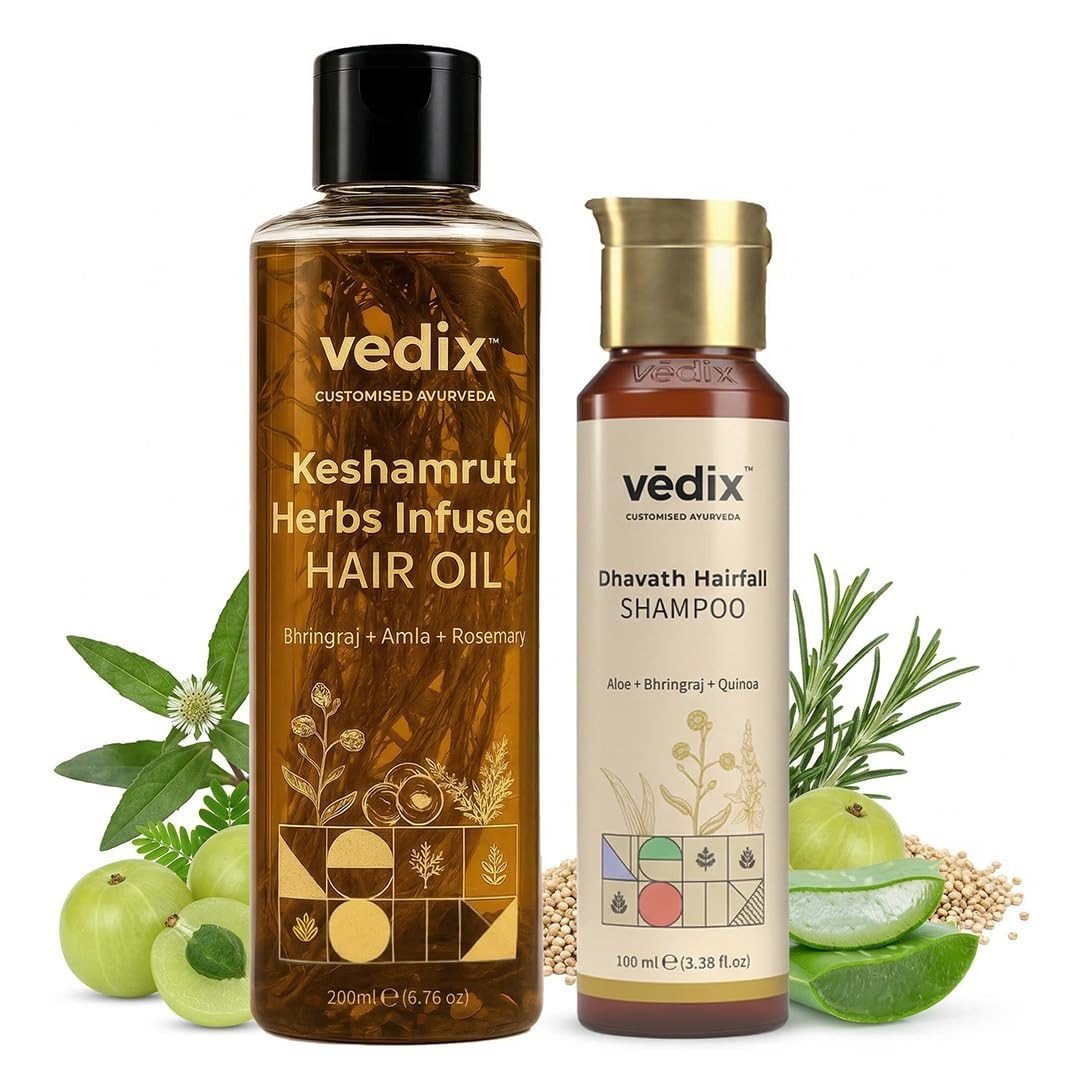 Herbal Hair Care Set - Anti-Hairfall Oil & Sulfate-Free Shampoo for Stronger Hair