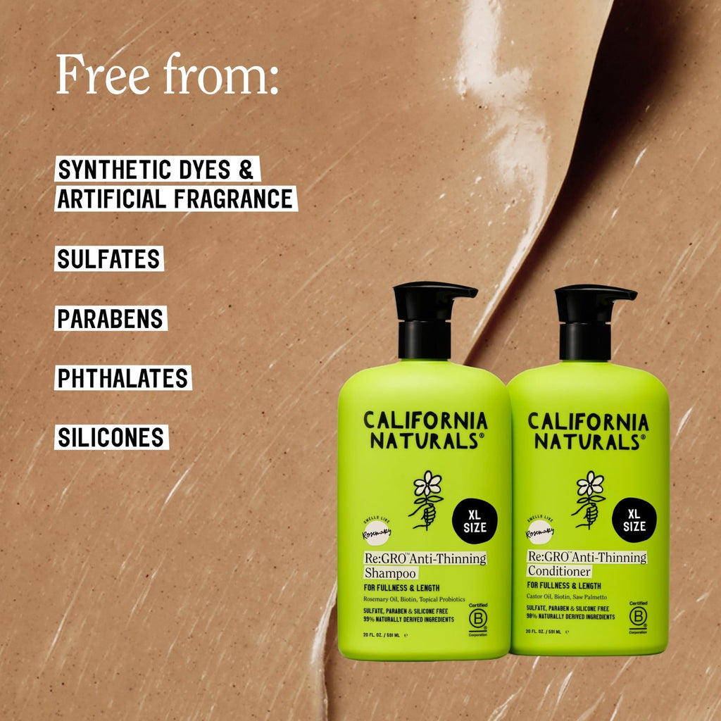 Anti-Thinning Hair Shampoo & Conditioner Set for Women - 20oz Natural & Sulfate-Free