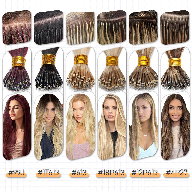 Full Head Nano Ring Hair Extensions 100% Remy Human Hair Thick 200G