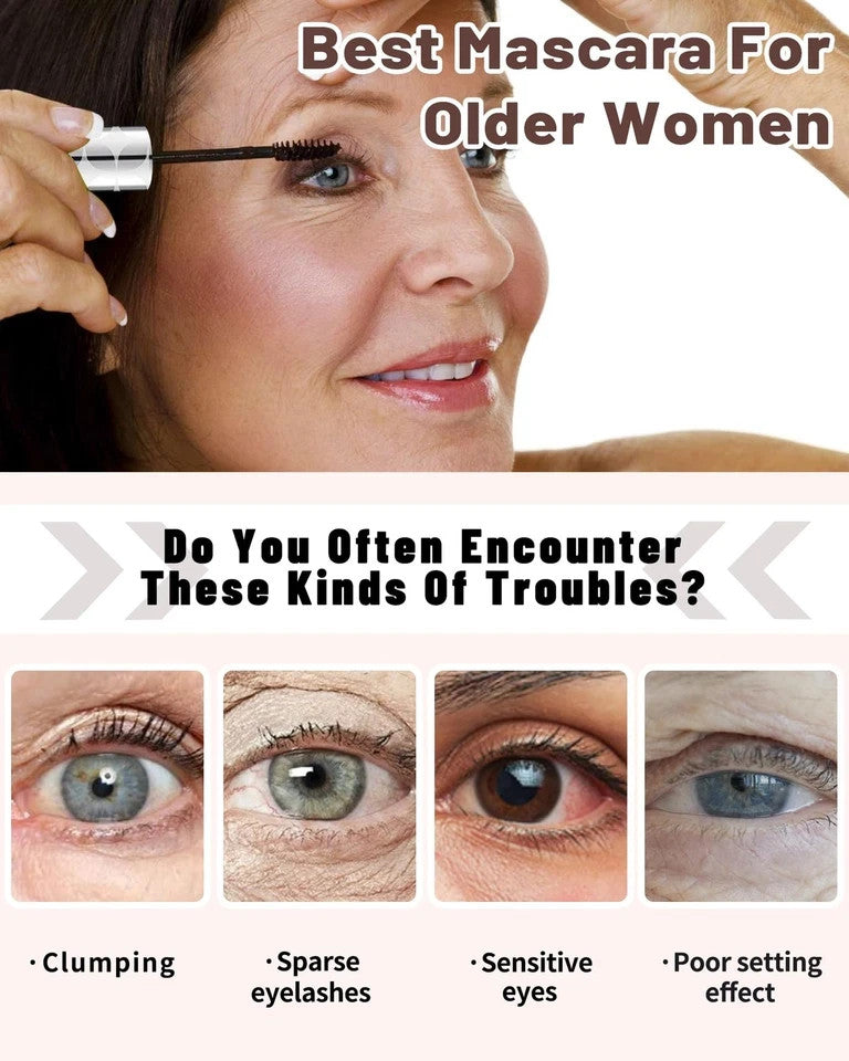 Hypoallergenic Waterproof Brown Volume & Length Mascara for Older Women 60+