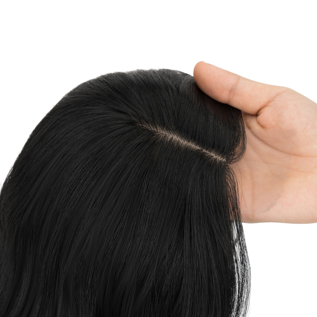 Women Clip-In Hairpiece Human Hair Toupee for Natural Look - 6.5x6.5in
