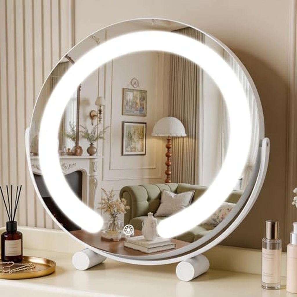 Vanity Mirror with Lights 12” LED Makeup Mirror with 3-Color Dimmable Lighting