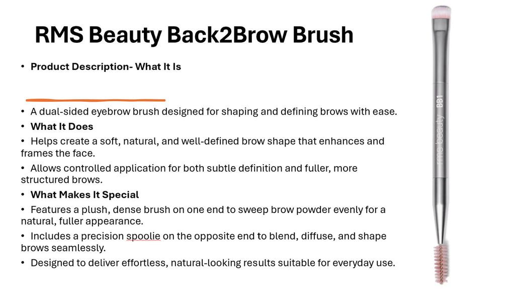 RMS Beauty Back2Brow BB1 Brush – Skin2Skin Collection, New in Box