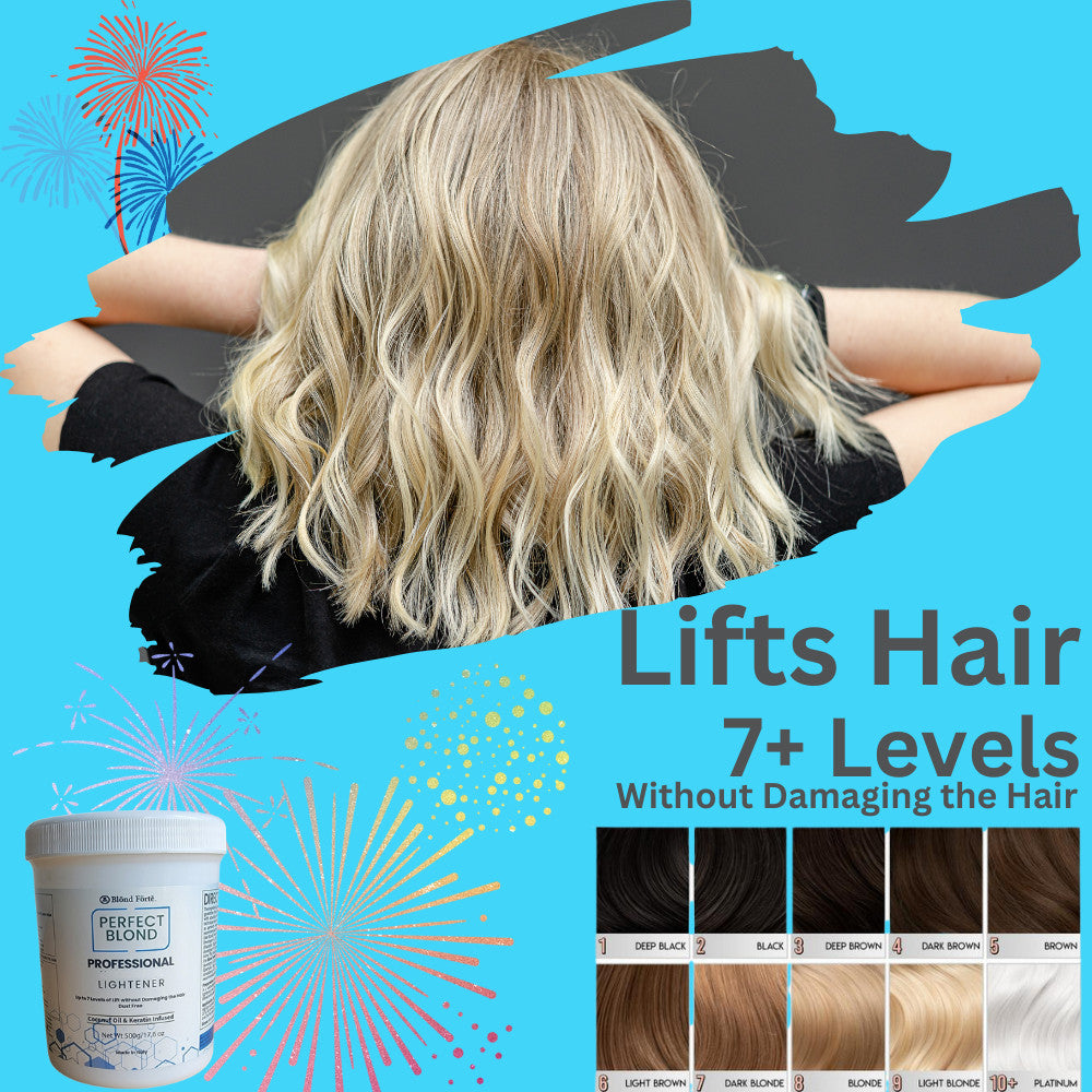 Professional Hair Lightening Kit with Developer & Accessories - Dust-Free Blue Bleach