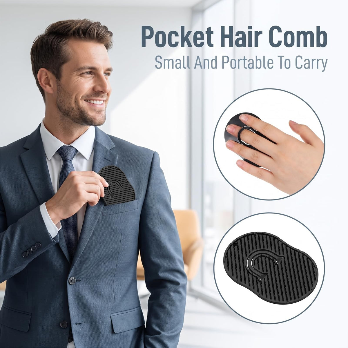 12 Pack Portable Pocket Combs for Men - Hair & Scalp Massage Brushes
