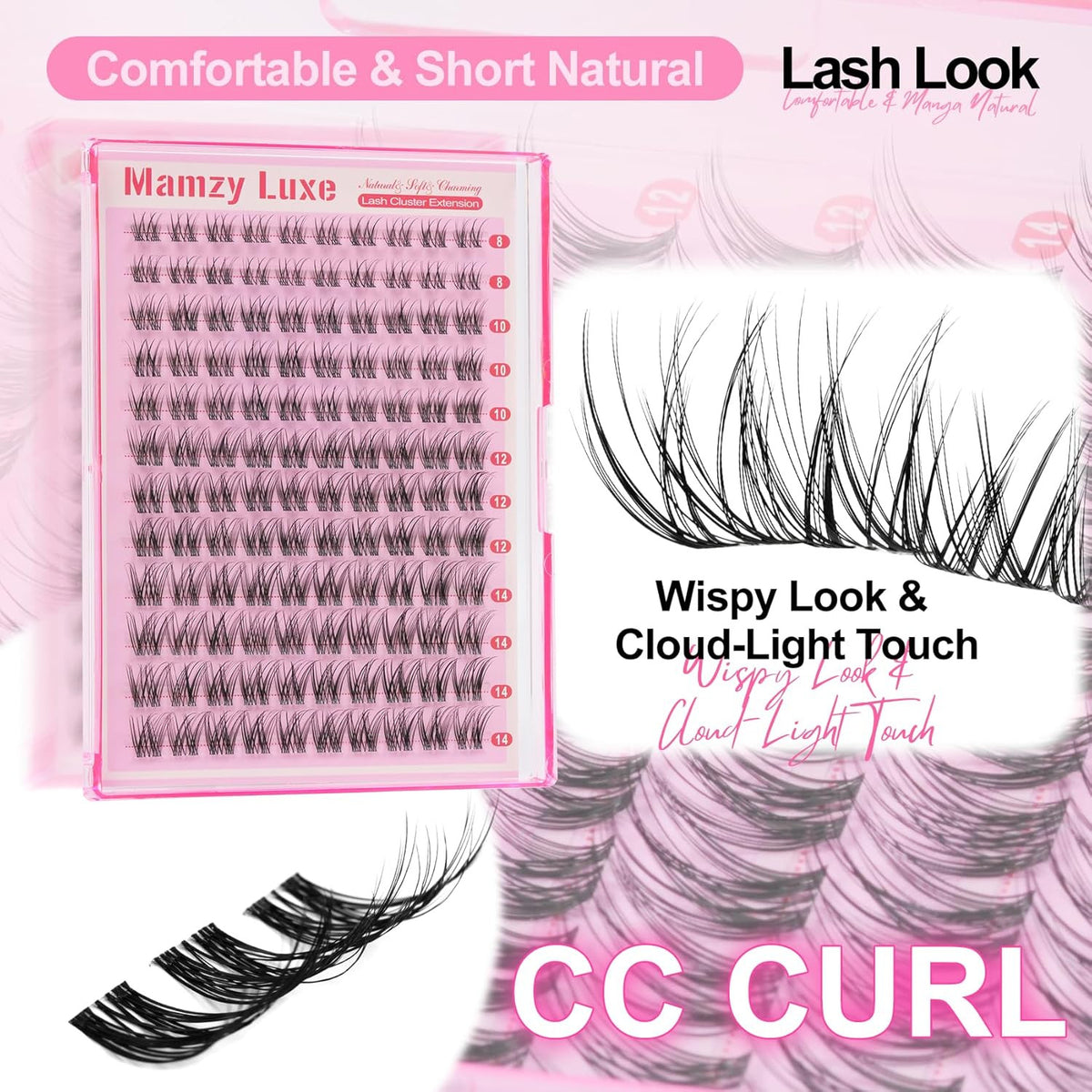 Natural Lash Clusters Kit Short Wispy 8-14MM False Eyelashes with Clear Band