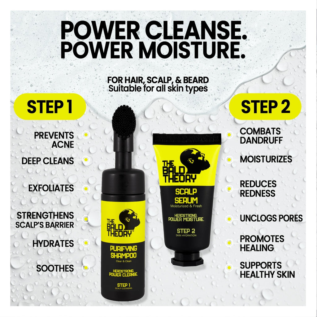 Scalp Healing Serum & Organic Purifying Shampoo with Massage Applicator