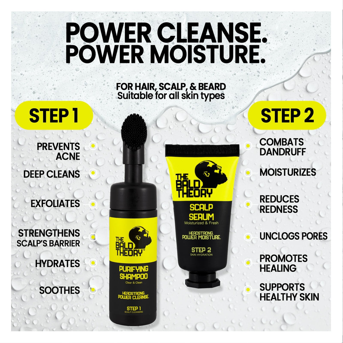 Scalp Healing Serum & Organic Purifying Shampoo with Massage Applicator